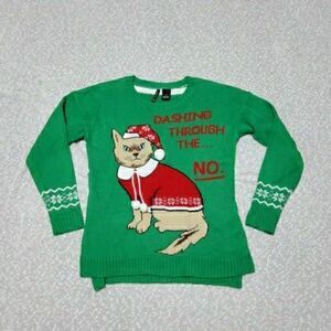 UGLY CHRISTMAS SWEATER New Directions Sassy Cat Lady SMALL
